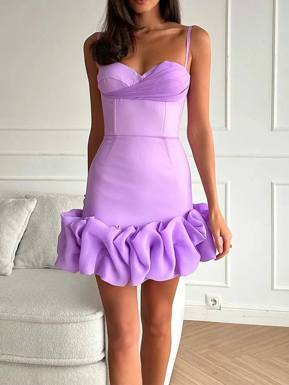 Hip Wrap Ruffled Mini Dress