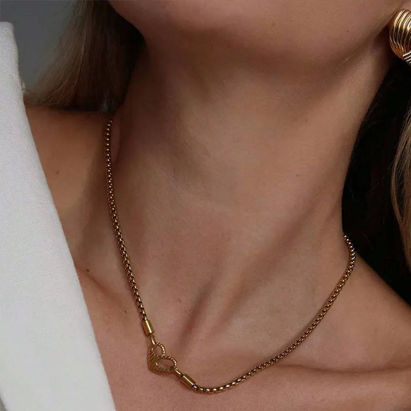 Valentine's Day Titanium Steel Necklace Forever Love Heart Stainless Steel Clavicle Necklace
