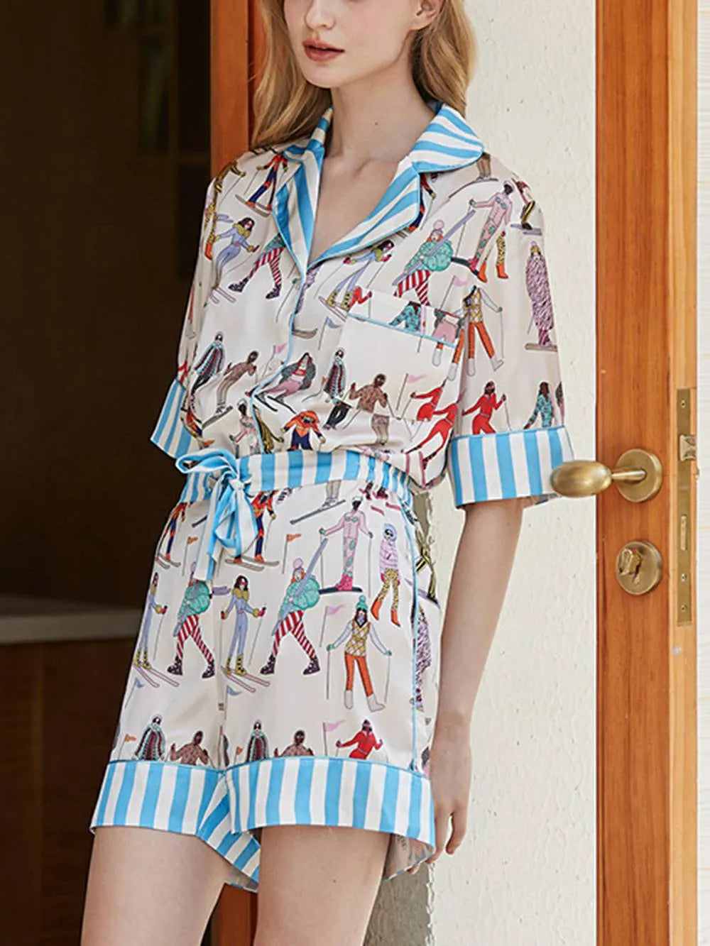 Ski Sports Print Pajama Set