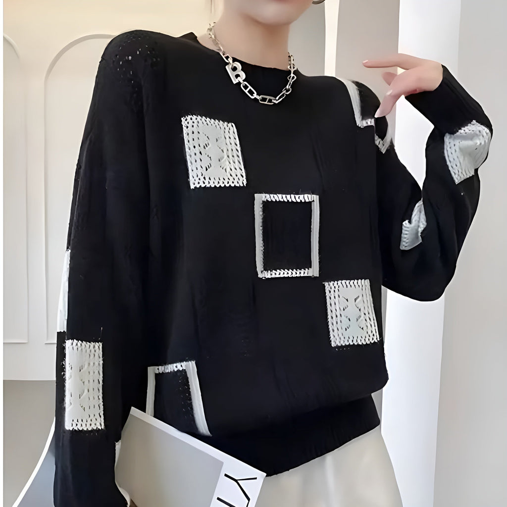 ALISSA – MODERN PATCHWORK KNIT SWEATER