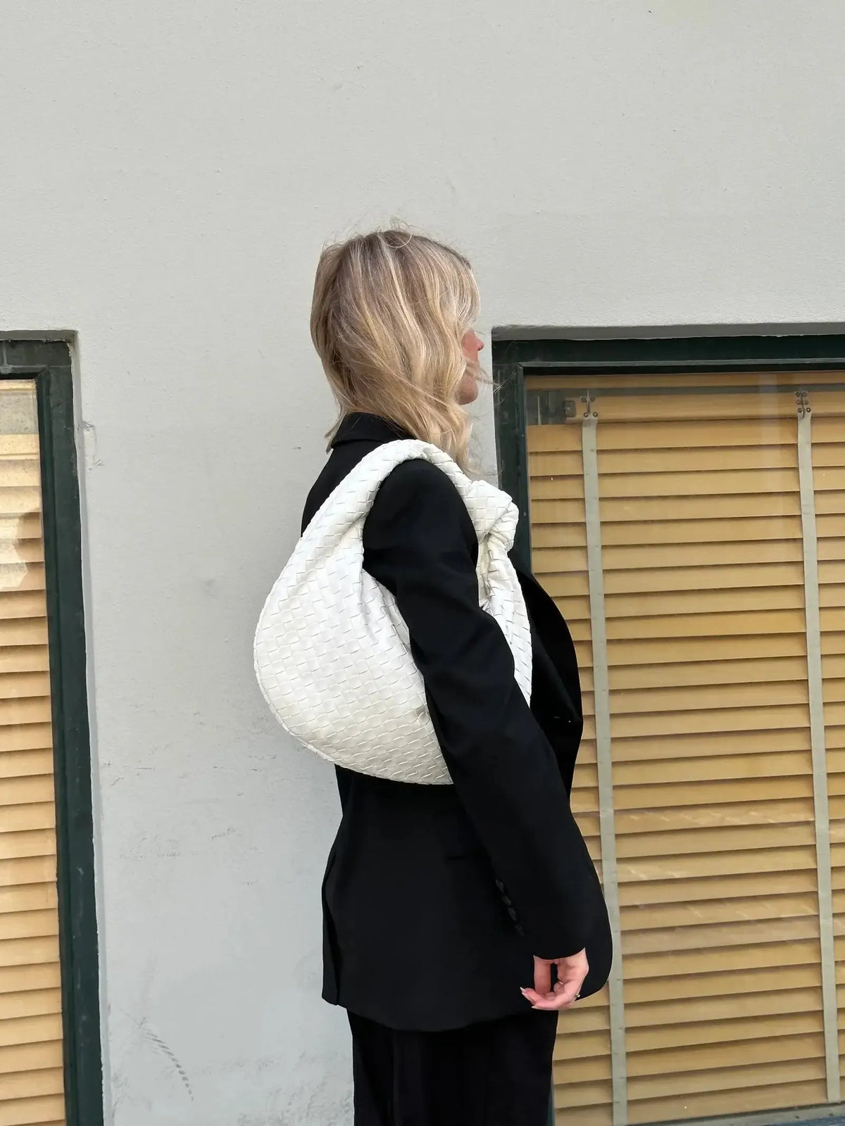 Medium Woven Faux Suede Bag