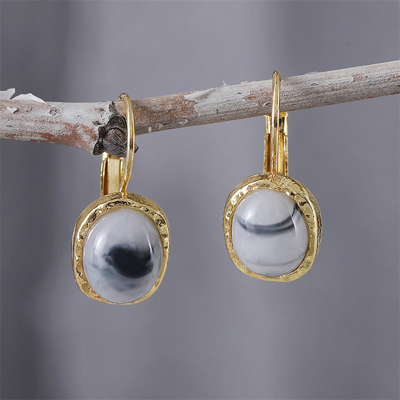 Speckled Ink Round Earrings
