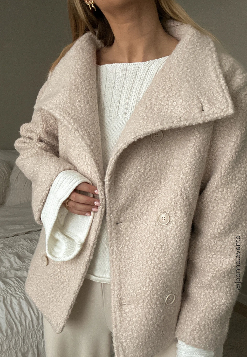 High Neck Short Bouclé Coat