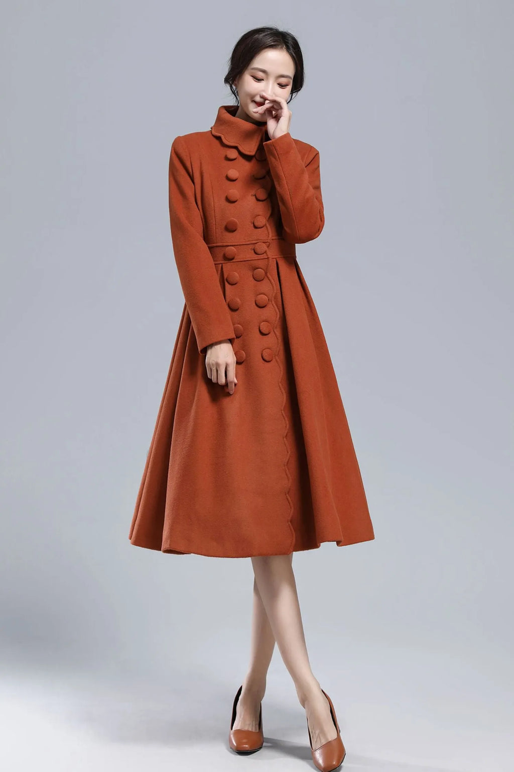 Handmade Caramel Wool Coat – Vintage Princess Winter Maxi Overcoat 3164