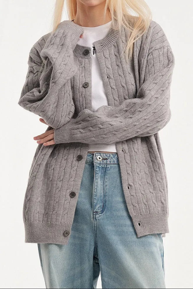 Relaxed Fit Cable Cardigan