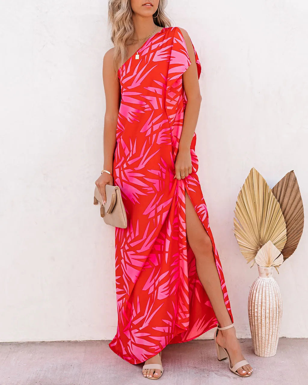Tropical Bliss One Shoulder Statement Maxi Dress