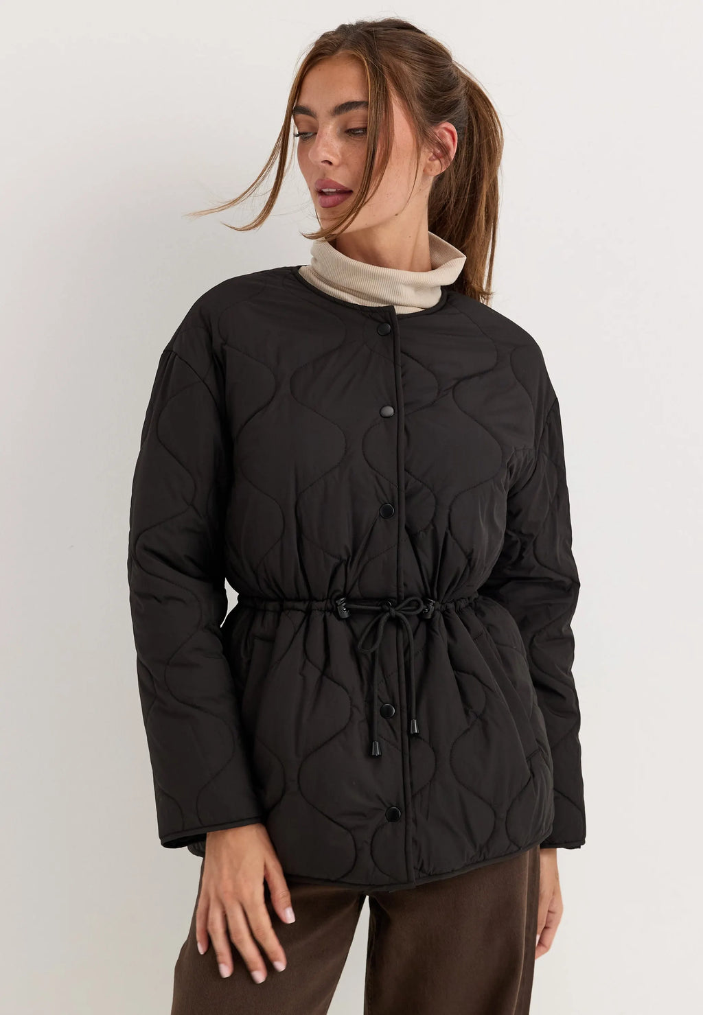 Scarf Quilted Short Jacket
