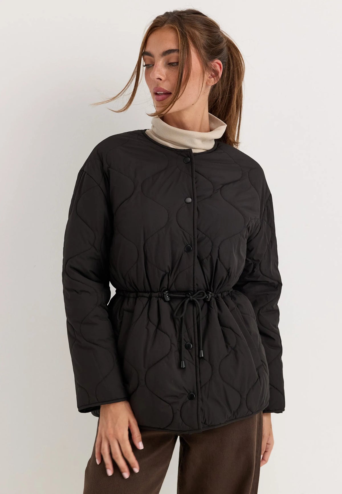 Scarf Quilted Short Jacket