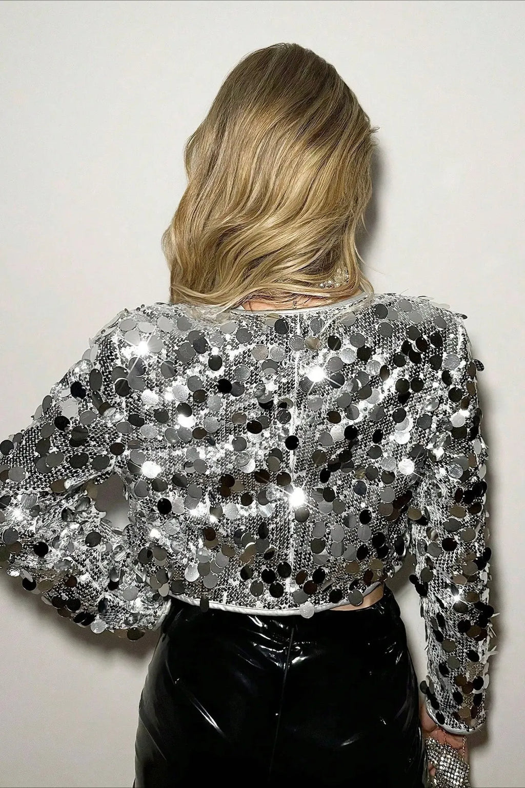 Silver Sequin Fashion Coat