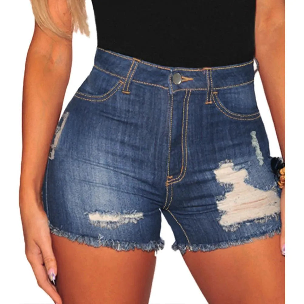 KittenAlarm - Lexie Denim Tattered Mini Shorts