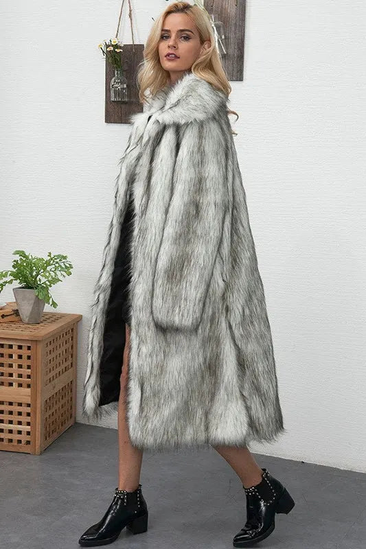 Faux Fur Longline Plus Size Coat