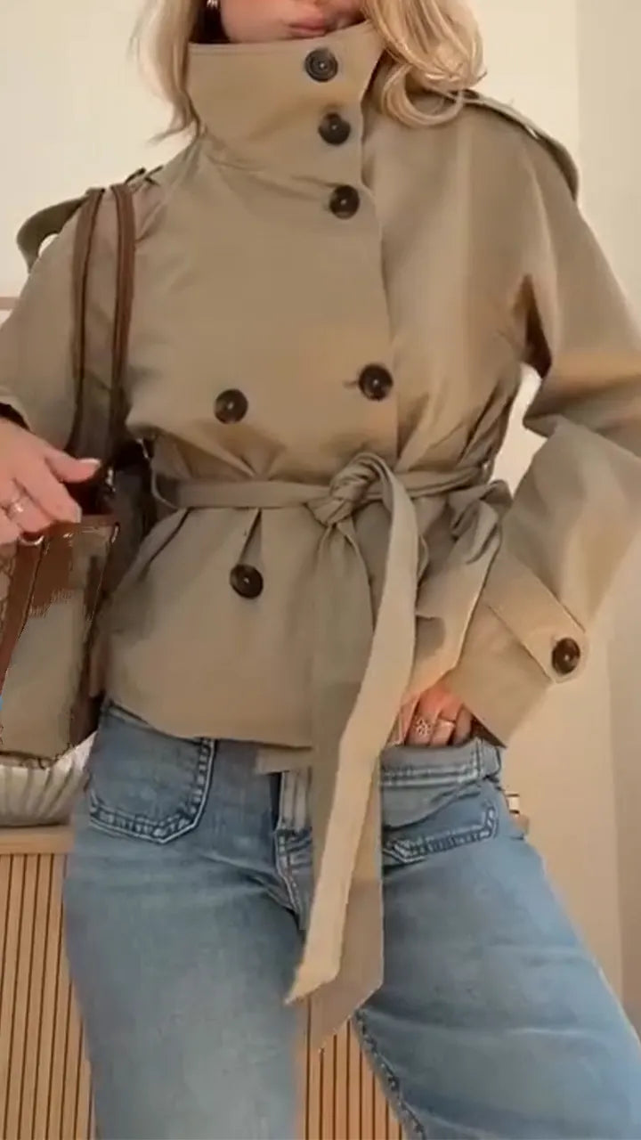 Women Turtleneck Double-breasted Temperament Casual Jacket