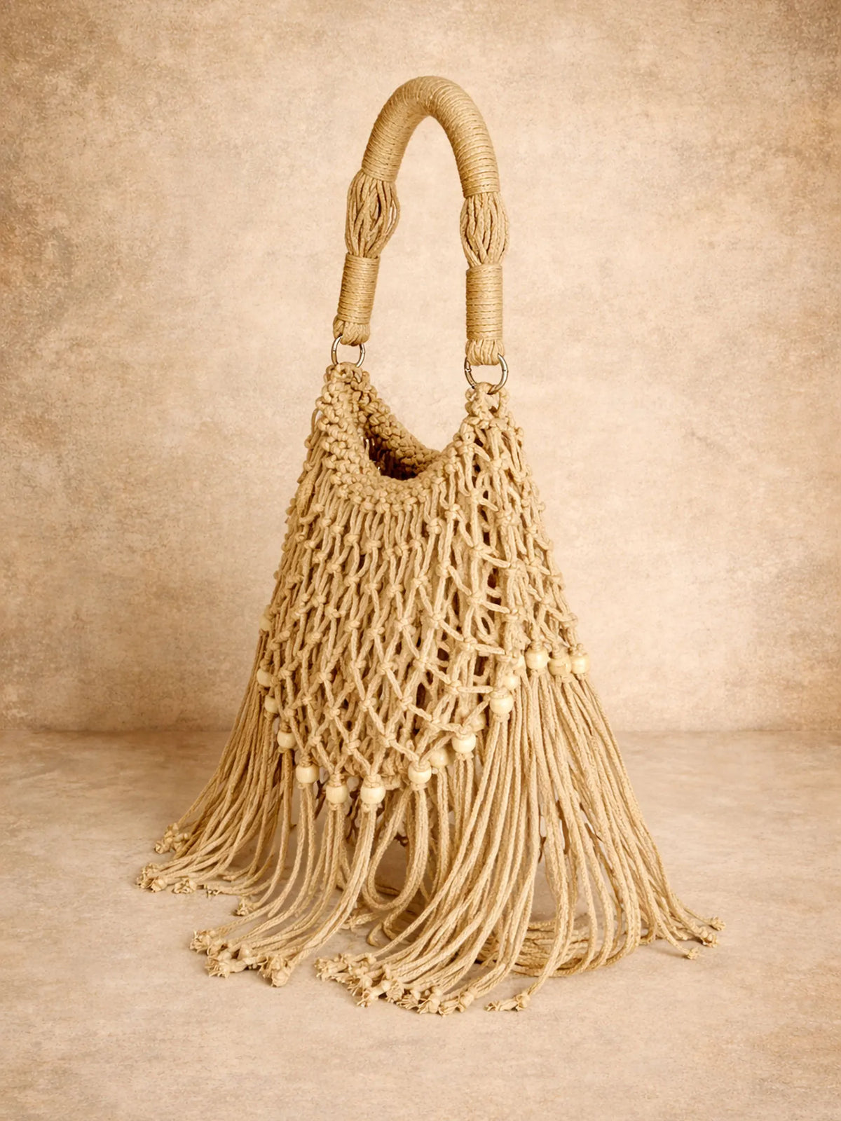 Women's Macrame Fringe Handbag, Boho Western Woven Tote Bag for Festival