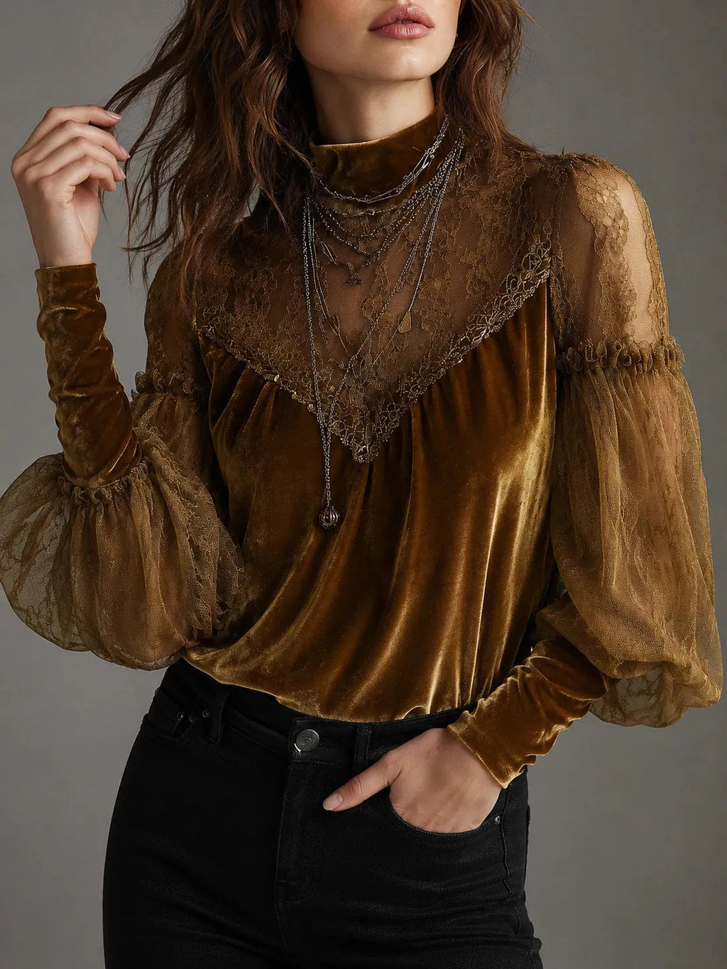 Retro Blouse in velvet, Affordable Luxury