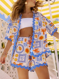 Resort Ocean Fun Printed Shorts-Set