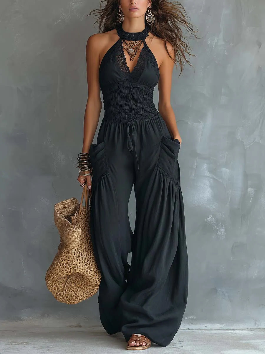 Retro Jumpsuit in linen, Premium Look