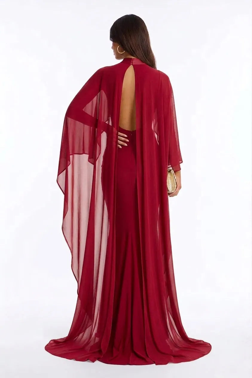 Aveline Cape Sleeve Mermaid Gown