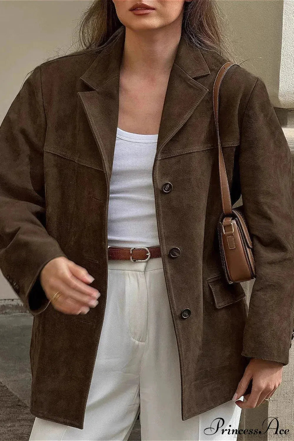 Suede Lapel Casual Blazer Coat