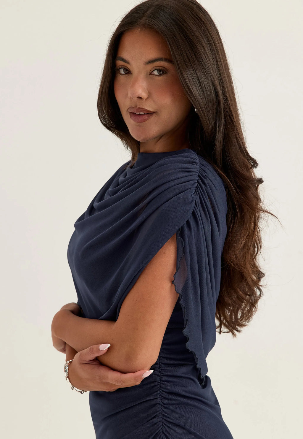 Cape Mesh Ankle Dress