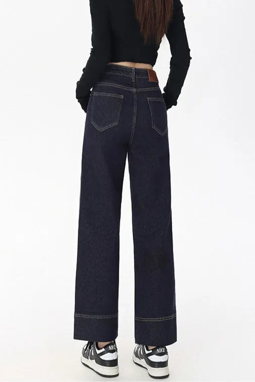High Waist Cropped Straight Jeans