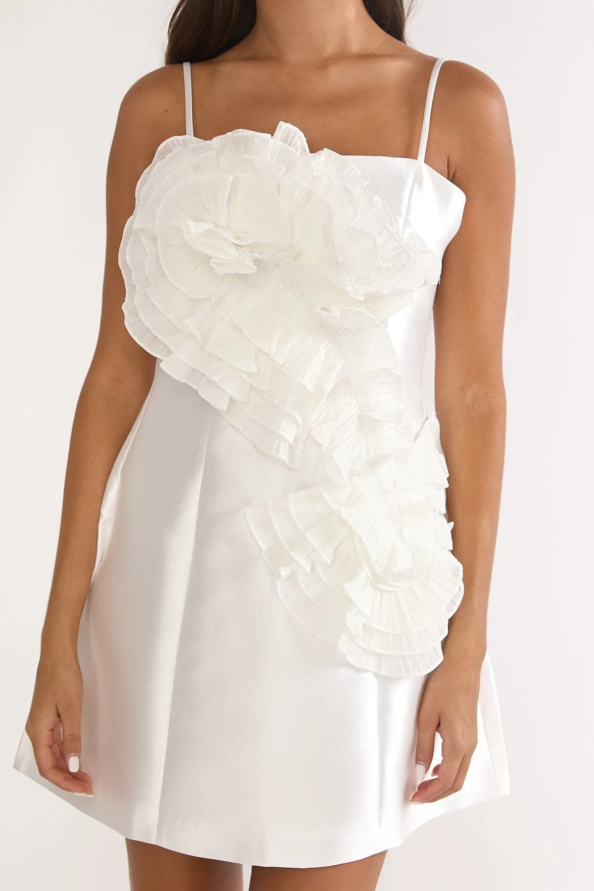 Cosmique Ruffle Mini Dress White