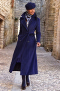 Handmade Wool Long Coat – Vintage Lapel Winter Overcoat with Belt & Pockets 4065