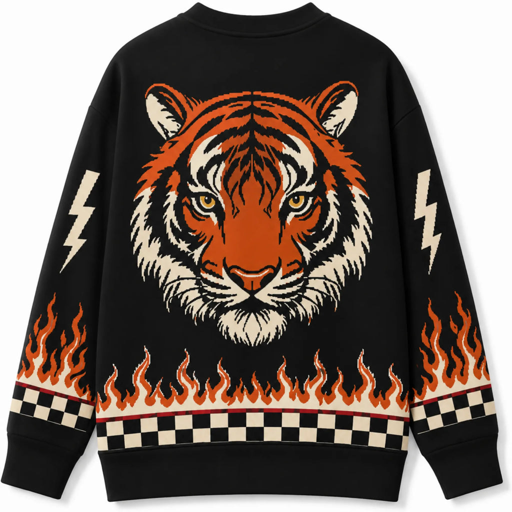 Chaotic Club Tiger Heat Vintage Halloween Flame Cardigan
