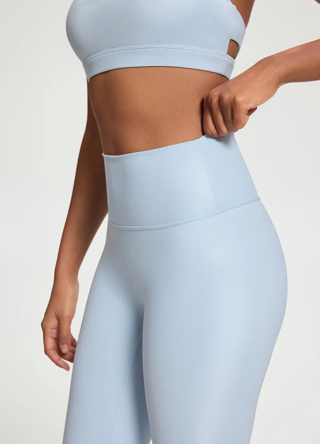 Sleek Faux Leather 7/8-Length Leggings