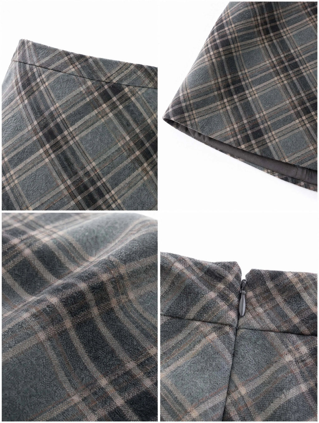 Vintage Plaid A‑Line Midi Skirt