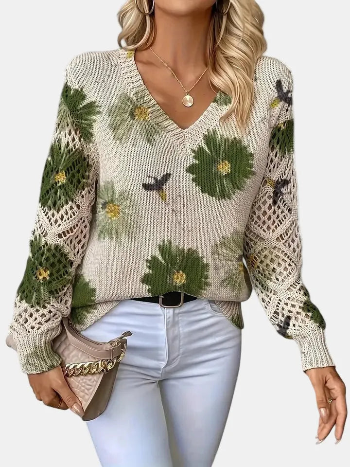 BRIANNA – BLOOMING CHIC KNIT SWEATER