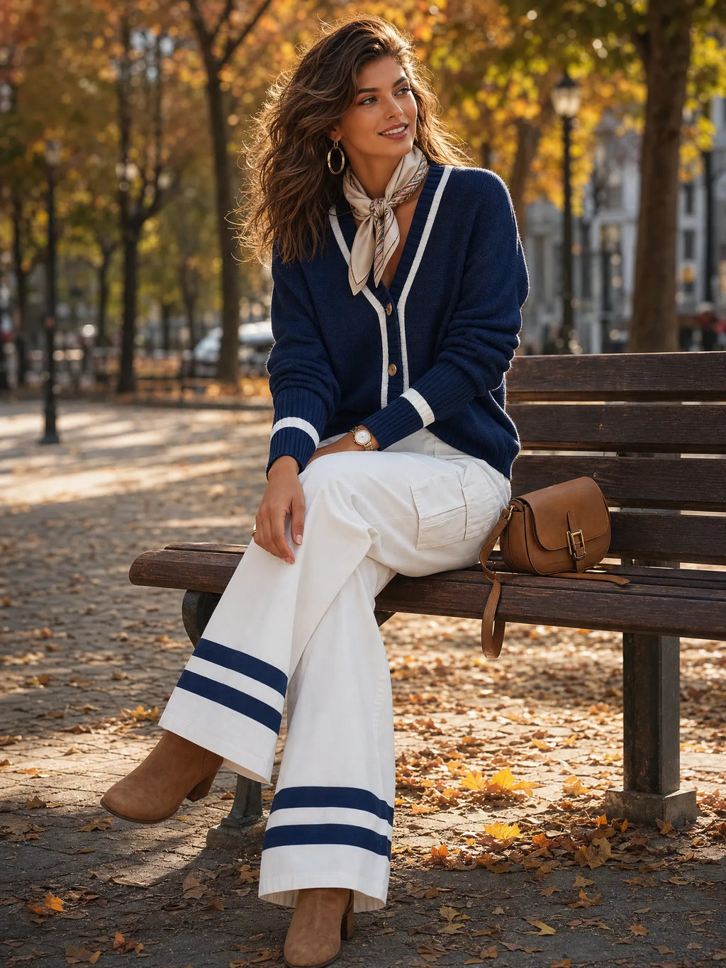 Retro Casual Color-blocked Striped Knit Cardigan