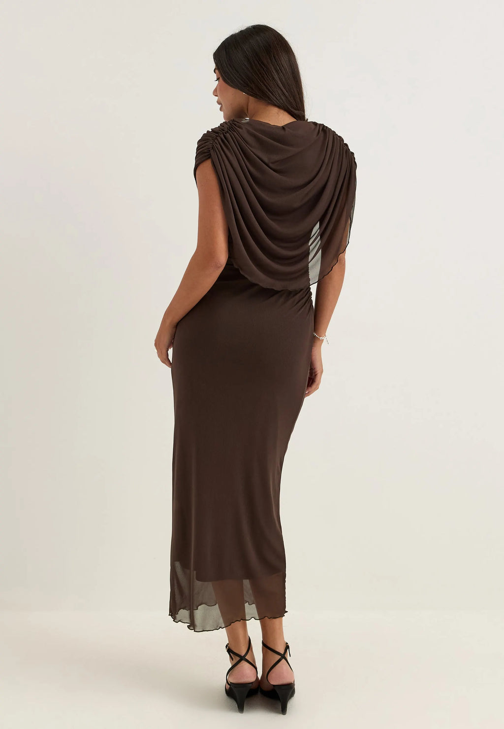 Cape Mesh Ankle Dress