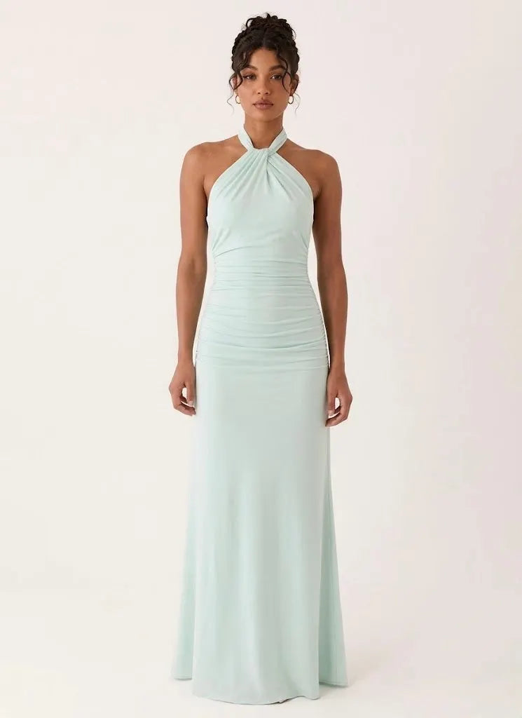 Samaria Halter Maxi Dress Blue