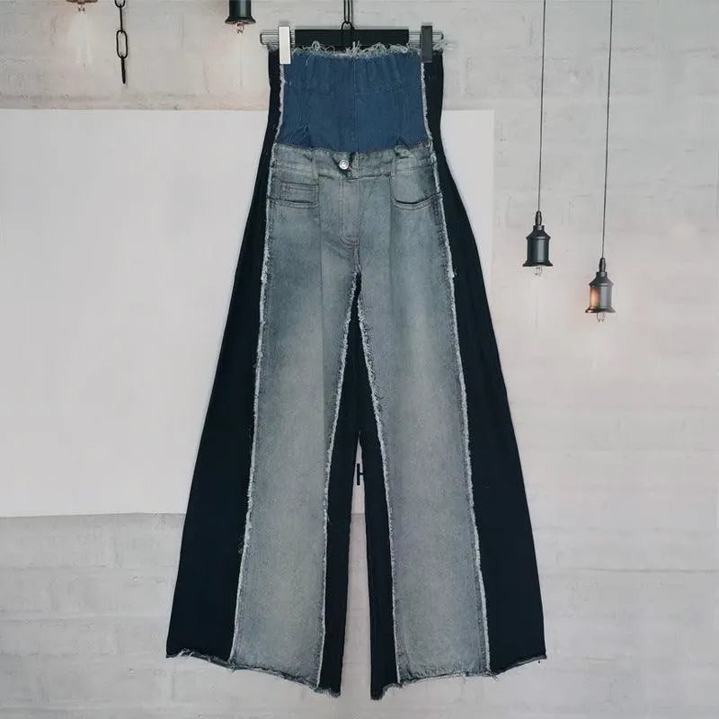 KittenAlarm - Eliza High Rise Patchwork Wide Jeans