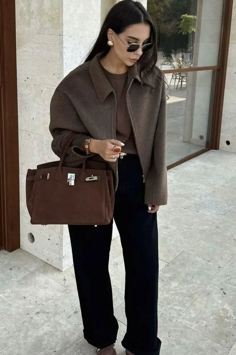 Minimalist Lapel Short Wool Coat