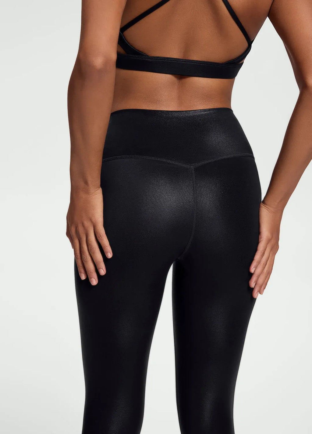 Sleek Faux Leather 7/8-Length Leggings