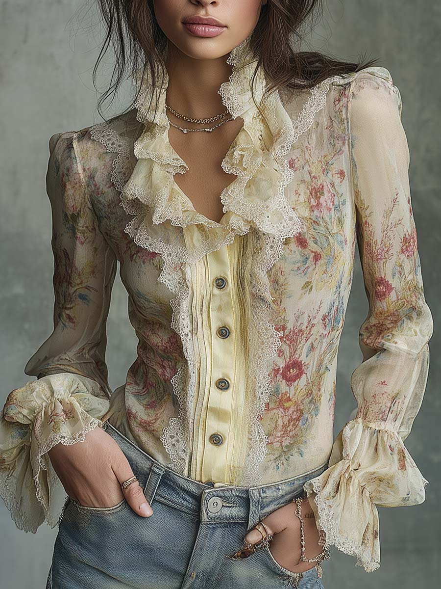 Vintage Blouse in chiffon, Unbeatable Price