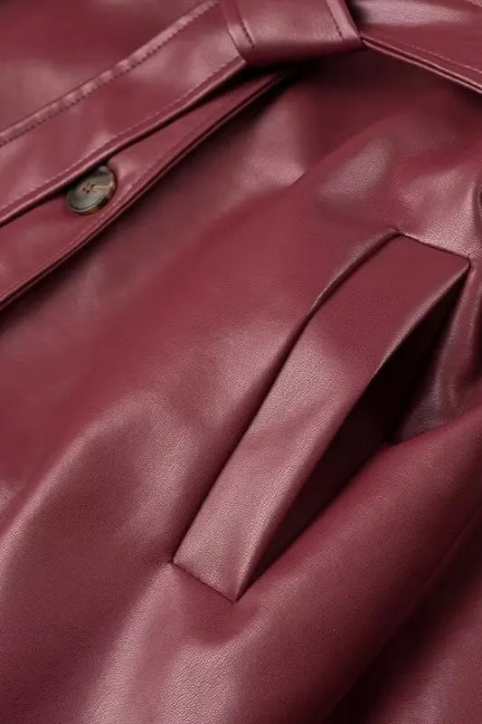 Loose Leather Trench Coat