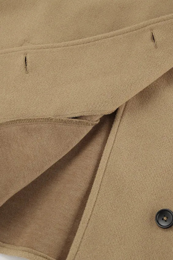 Batwing Sleeve Wool Blend Coat