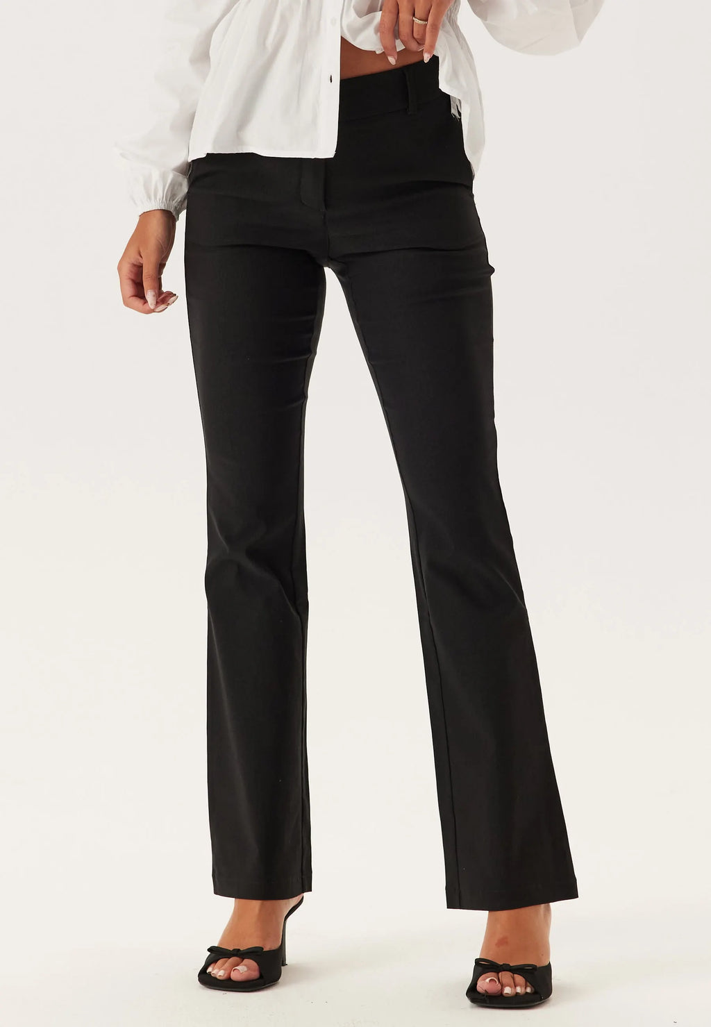 Mid Waist Stretchy Flared Trousers