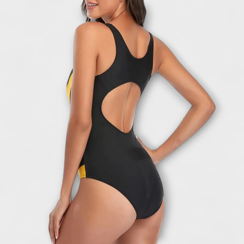 Sporty One-Piece Swimsuit with Back Cut-Out