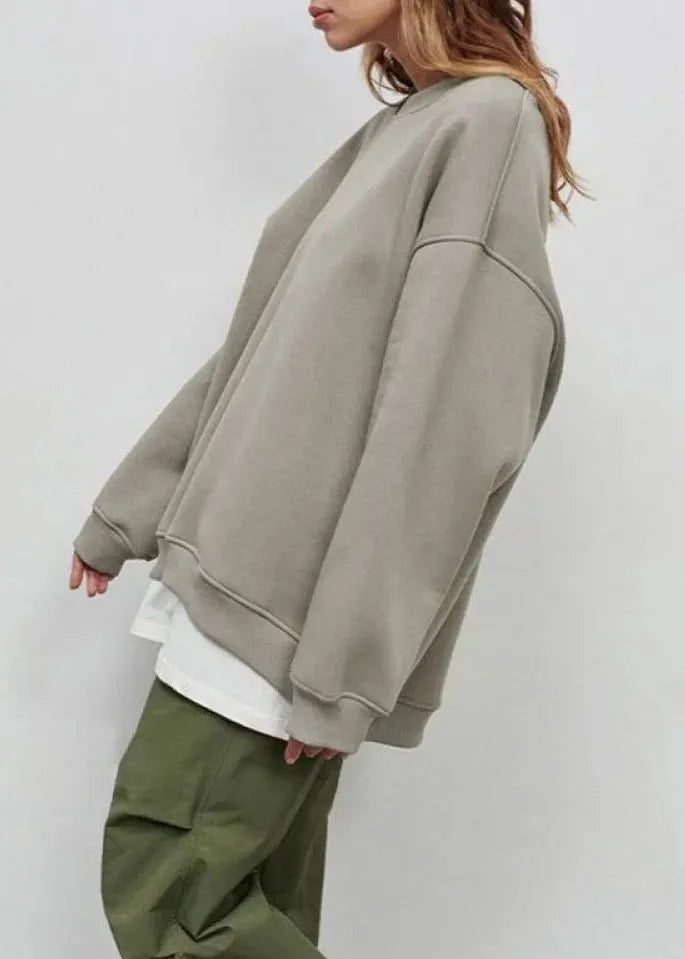 Minimalist Solid Crew Neck Oversize Sweatshirt