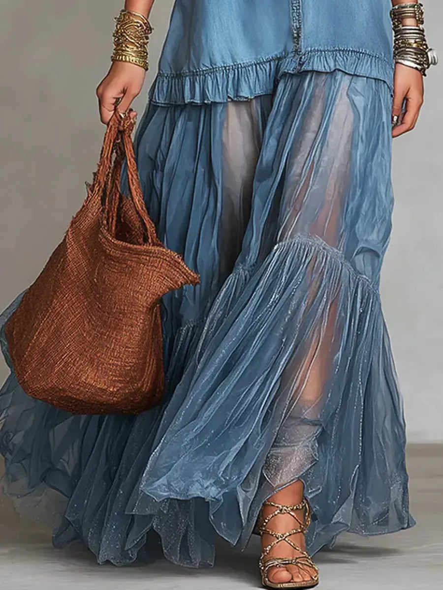Maxi Dress with denim – Unbeatable Price