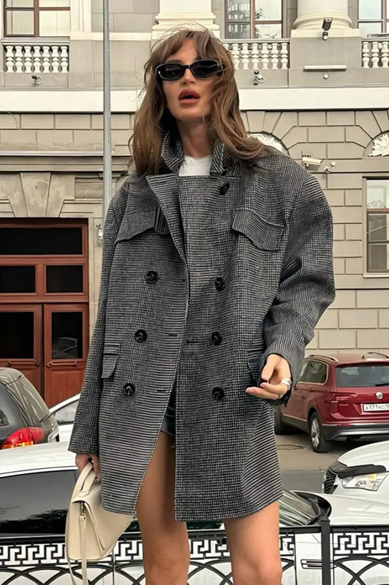 Double Breasted Wool Blazer Coat