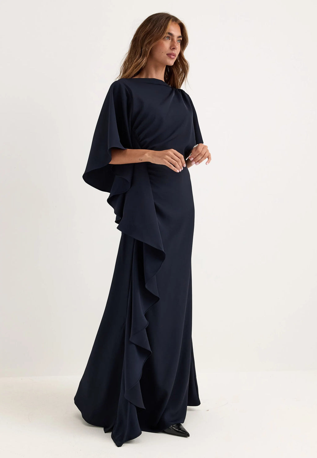 Draped Flounce Gown