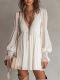 Retro Pleated-Bust Chiffon Mini Dress