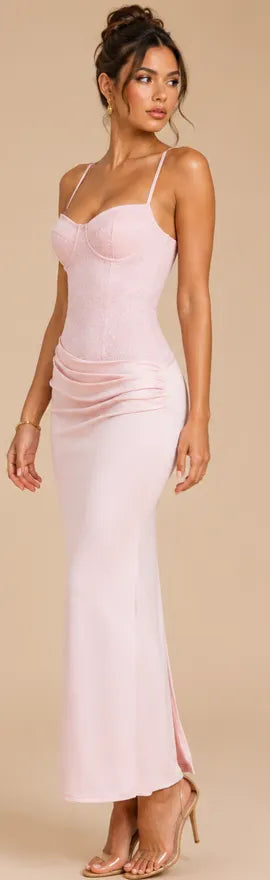 Euphoric Beaded Maxi Dress Pink
