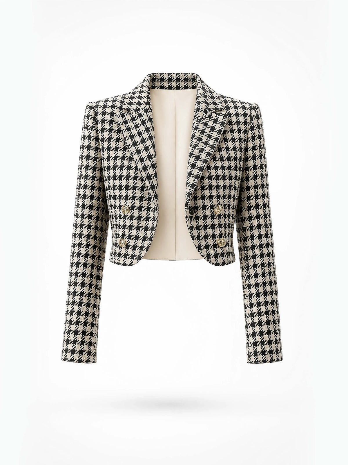 Vintage Houndstooth Cropped Blazer Jacket