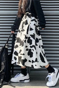 KittenAlarm - Loose Cow Printed Mid Calf Skirts