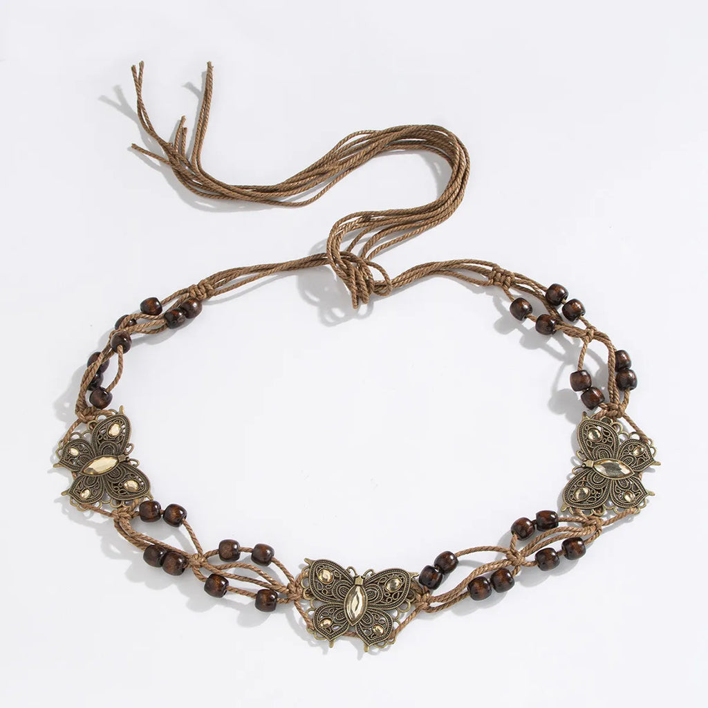 Ladies Bohemian Butterfly Hand-woven Ethnic Style Leisure Holiday Waist Rope